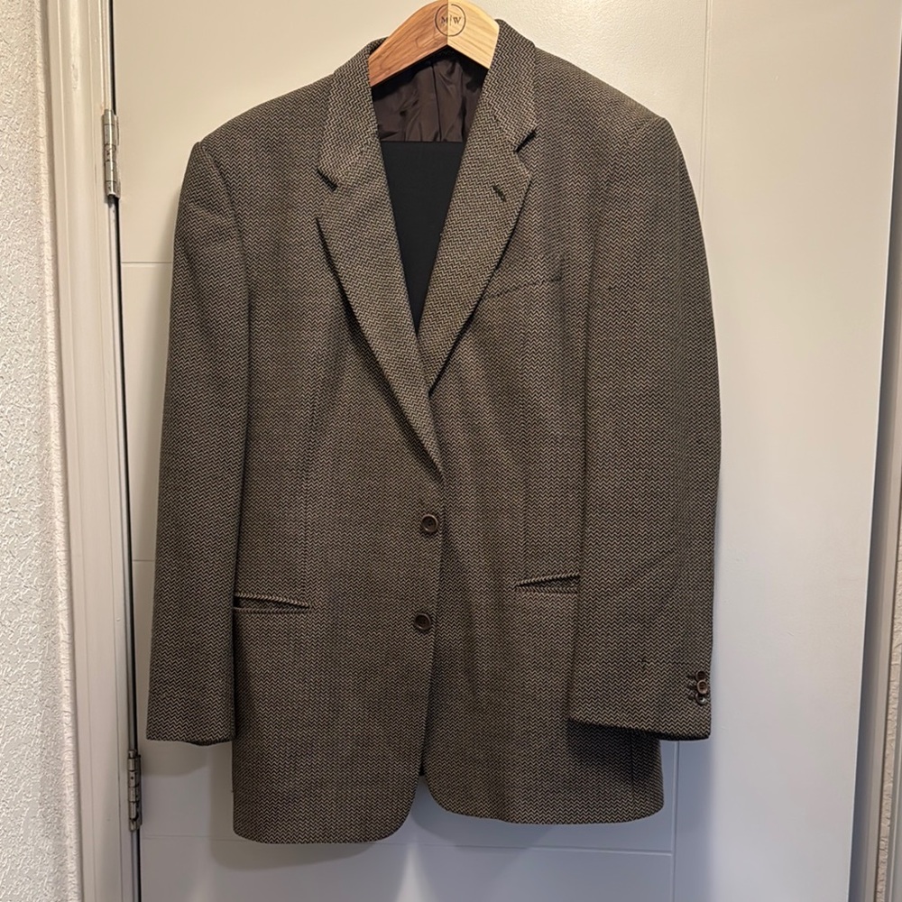 Brown Wool Sport Coat with Notched Lapel